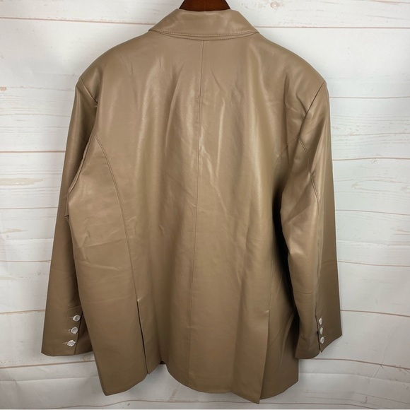 Pistola | Roman Tan Faux Leather Double Breasted Blazer New - Picture 4 of 11